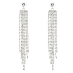Zilveren Waterval Oorbellen met Strass