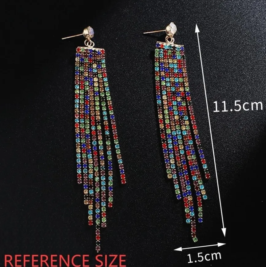 Zilveren Waterval Oorbellen met Strass