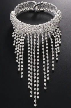 Zilveren Waterval Strass Armsieraad
