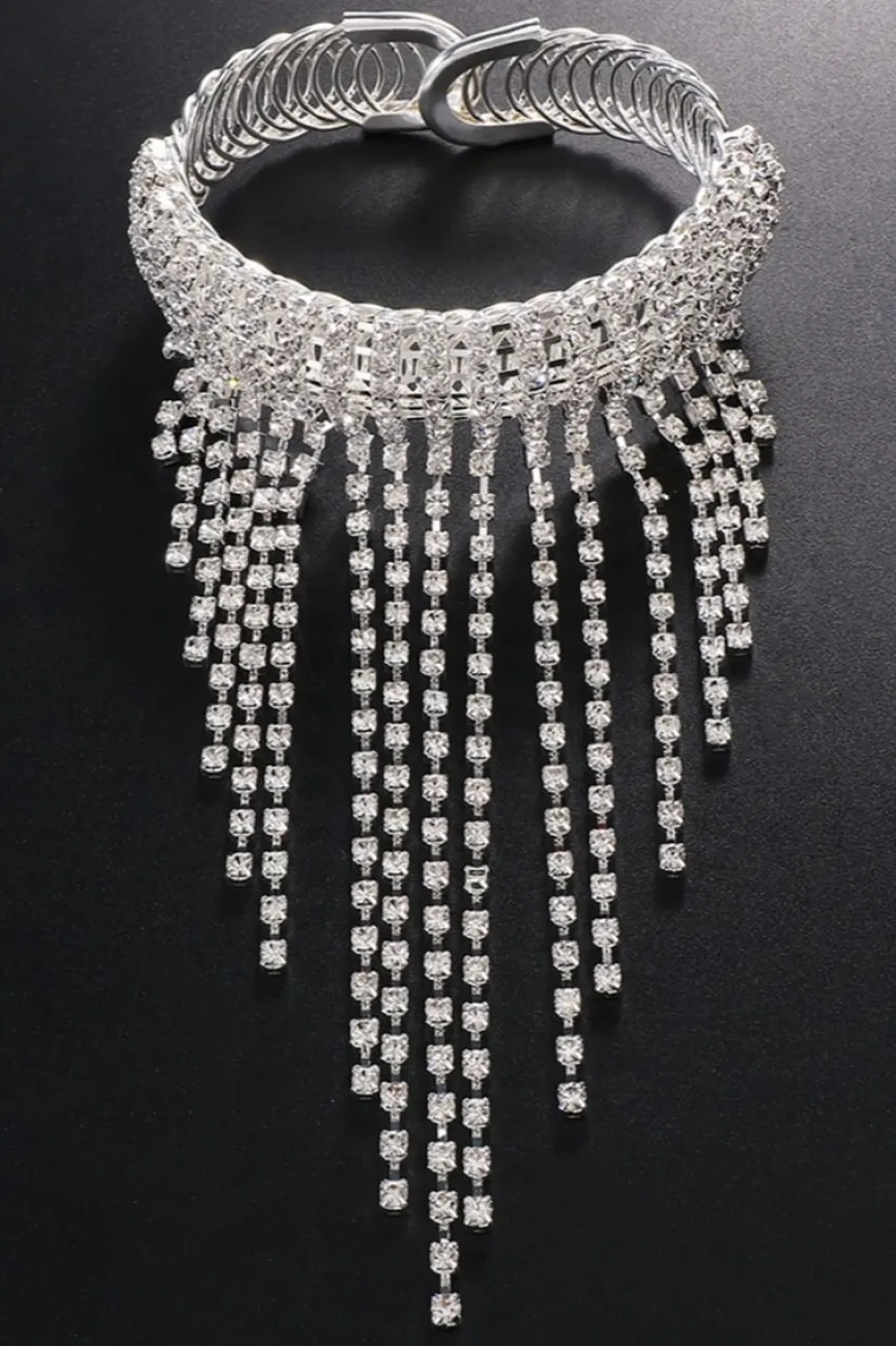 Zilveren Waterval Strass Armsieraad