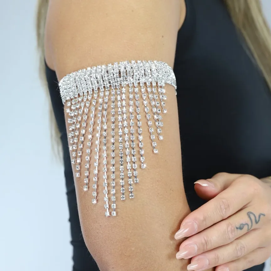 Zilveren Waterval Strass Armsieraad
