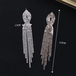 Zilverkleurige Oorbellen met Kwastjes van Strass