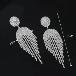 Zilverkleurige Oorhangers met Strass