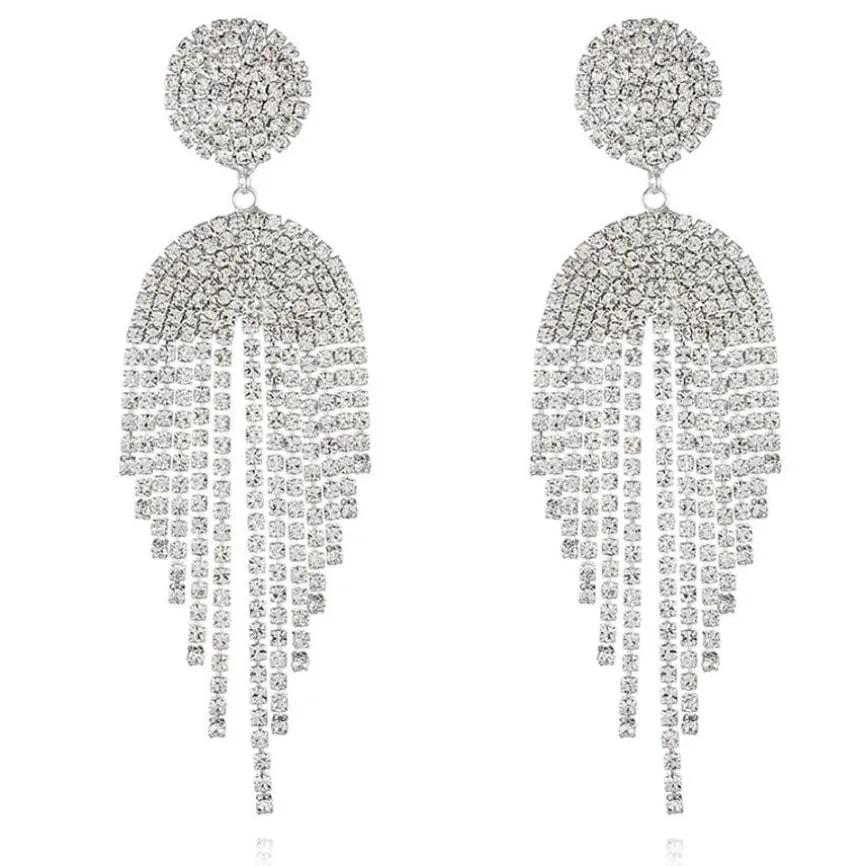 Zilverkleurige Oorhangers met Strass