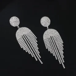 Zilverkleurige Oorhangers met Strass