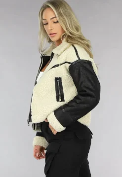 Zwart/Beige Teddy Lammy Coat
