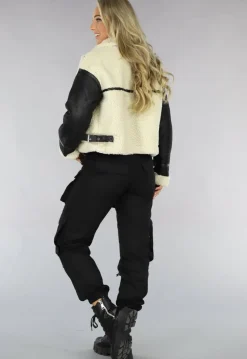 Zwart/Beige Teddy Lammy Coat