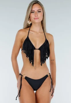 Zwart Bikini Broekje met Gouden Ringen