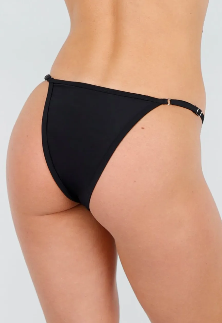 Zwart Cheeky Bikini Broekje met Verstelbare Bandjes