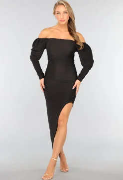Zwarte Asymmetrische Glitter Jurk