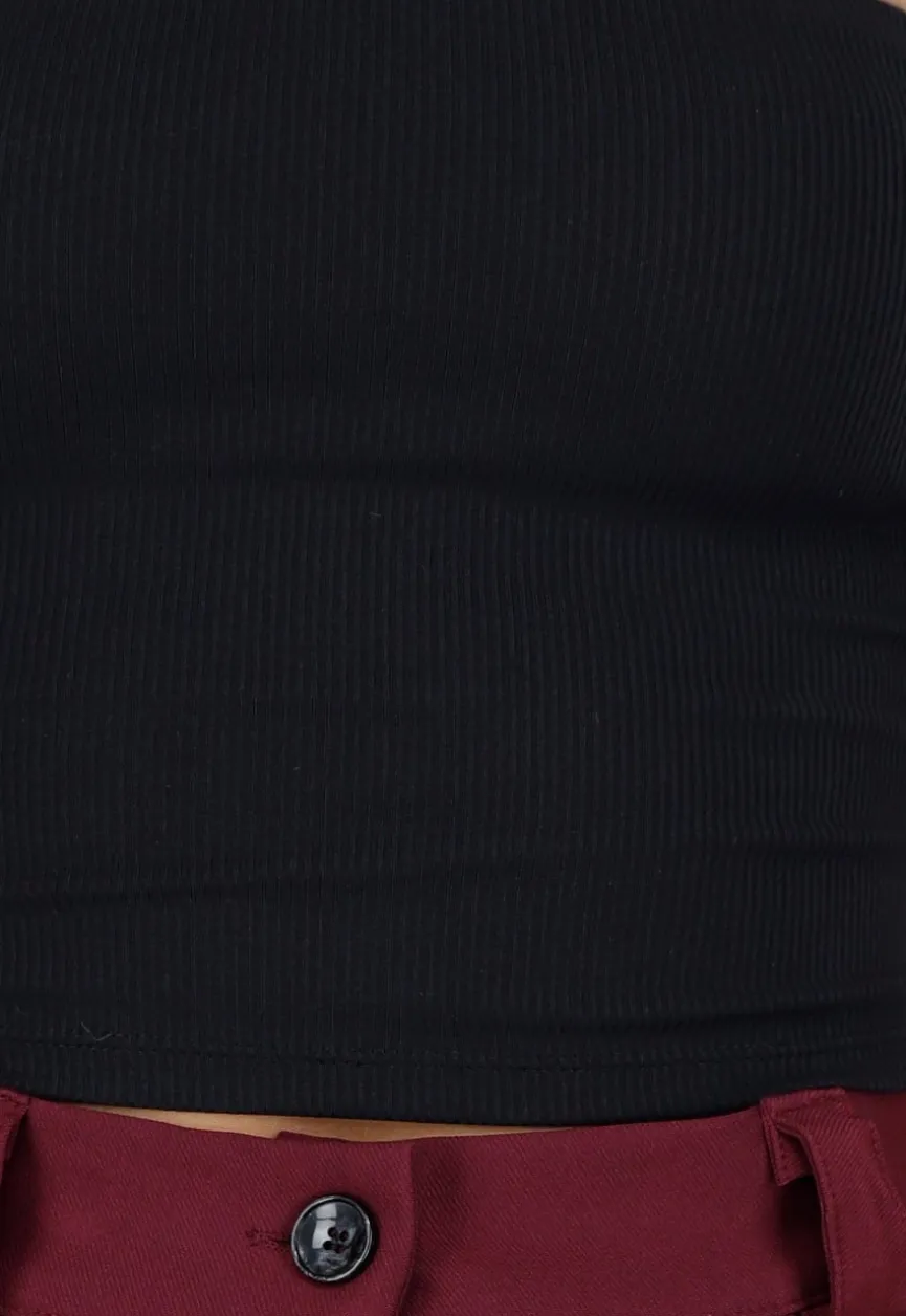 Zwarte Bandeau Crop Top met Pads