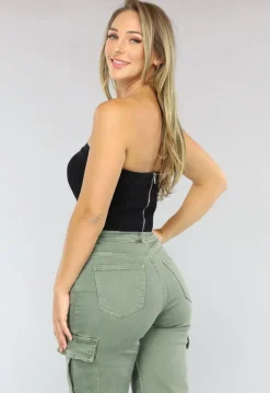 Zwarte Bandeau Jeans Top