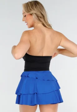 Zwarte Bandeau Top met Stretch en Rechte Halslijn