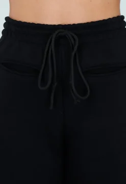 Zwarte Barrel Fleece Joggingbroek met Stretch