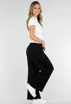 Zwarte Barrel Fleece Joggingbroek met Stretch