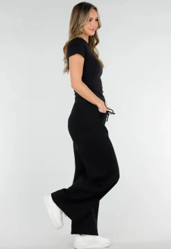 Zwarte Barrel Fleece Joggingbroek met Stretch