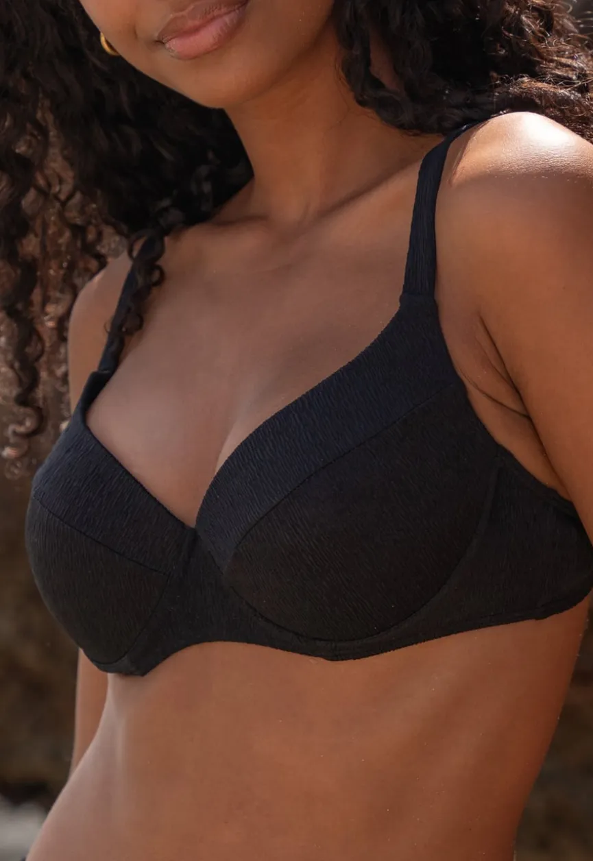 Zwarte Beugel Bikini Top met Push Up