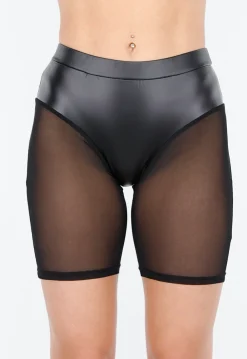 Zwarte Bikershort met Gladde Afwerking en Meshpanelen