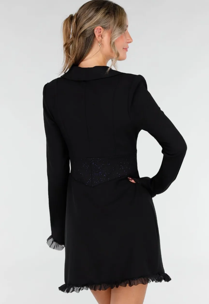 Zwarte Blazerjurk met Korsetlook en Stretch