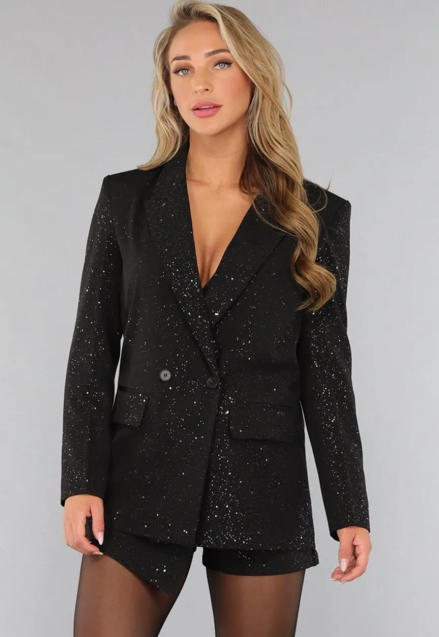 Zwarte Blazer met Diverse Glitter