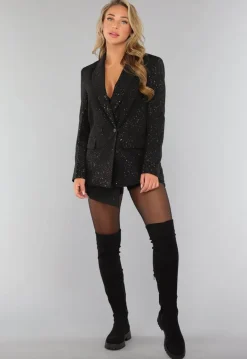 Zwarte Blazer met Diverse Glitter
