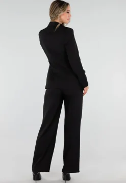Zwarte Blazer met Goudkleurige Gesp Ceintuur