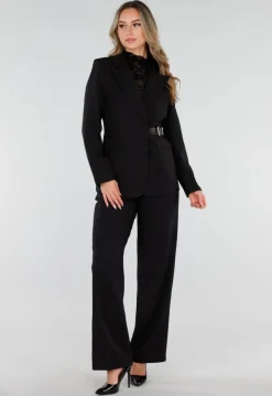 Zwarte Blazer met Goudkleurige Gesp Ceintuur