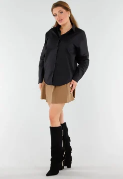 Zwarte Blouse met New York Patchletters op Rug