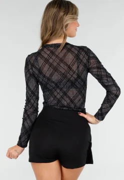 Zwarte Body met Mesh Print