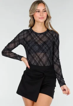 Zwarte Body met Mesh Print