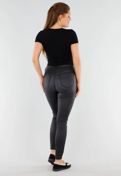 Zwarte Body met V-Hals en Korte Mouwen