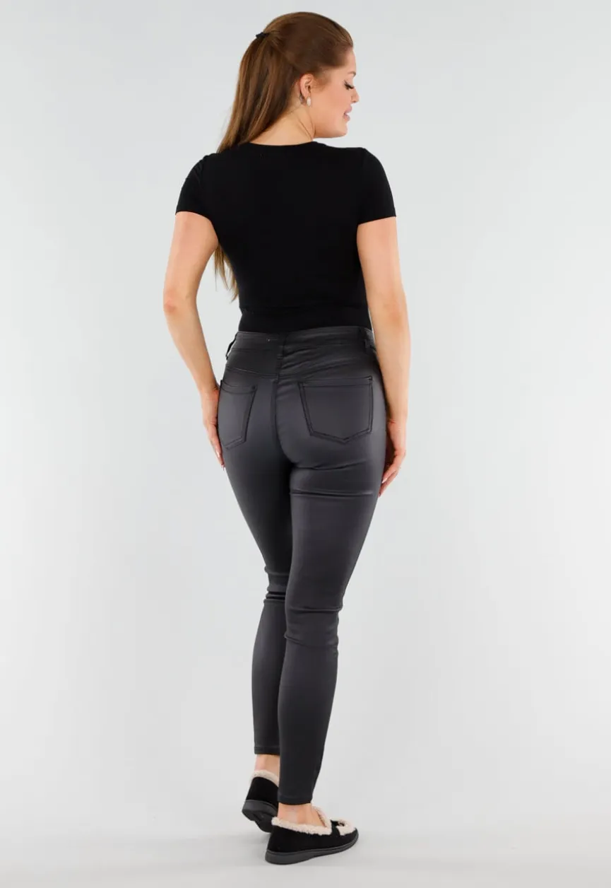 Zwarte Body met V-Hals en Korte Mouwen