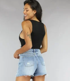 Zwarte Bodysuit van Stretch Stof met Hoge Kraag