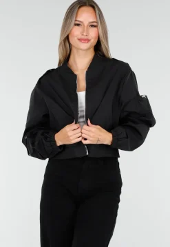 Zwarte Cargo Bomber Jas met Ritsdetails