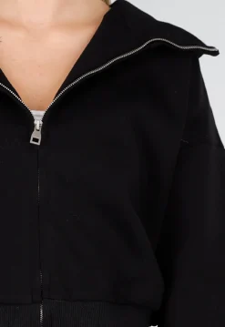 Zwarte Cargo Bomber Jas met Ritsdetails