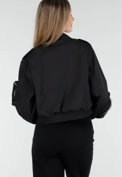 Zwarte Cargo Bomber Jas met Ritsdetails