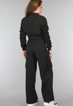 Zwarte Cargo Wide Leg Two Piece