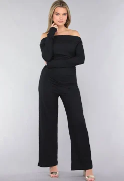 Zwarte Co Ord Set in Gesmokte Stof