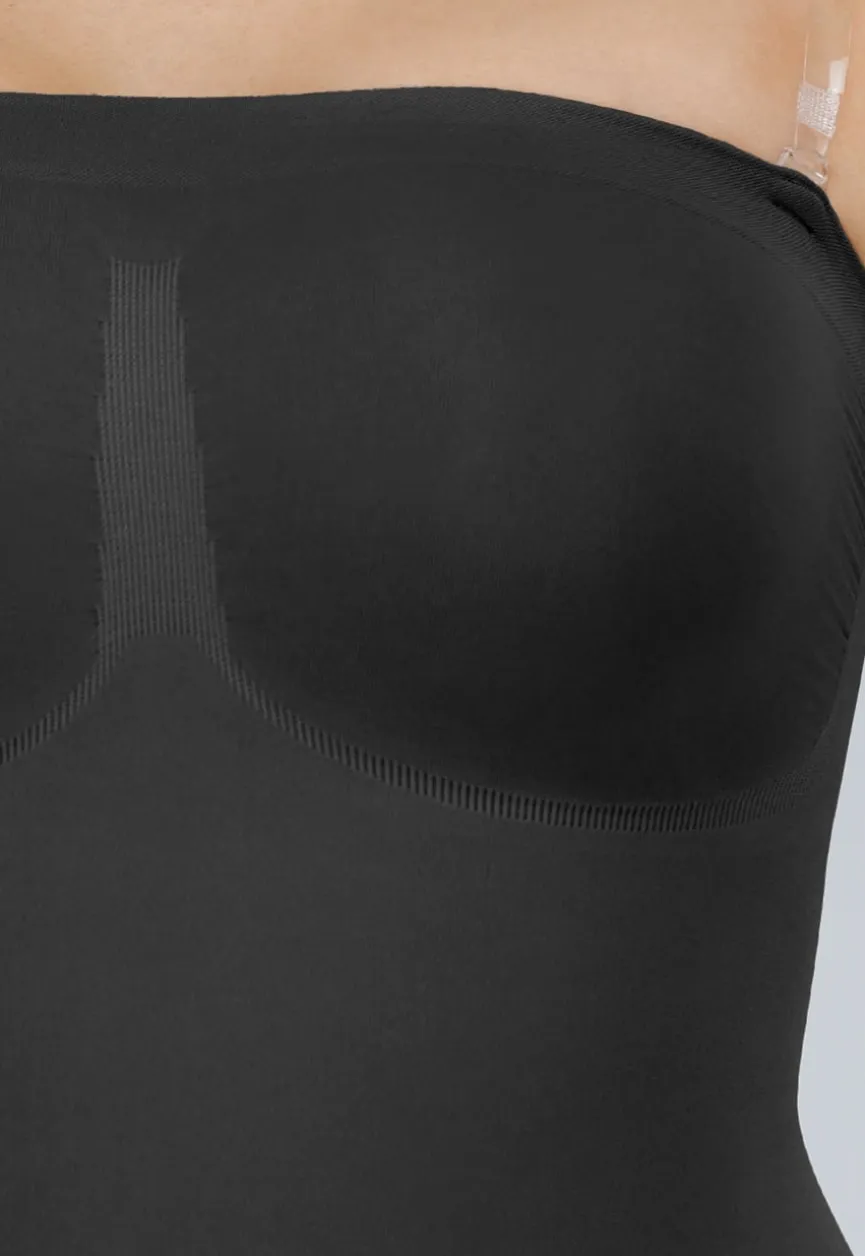 Zwarte Corrigerende Shapewear Playsuit met Lifteffect, Compressie en Afneembare en Doorzichtige Bandjes