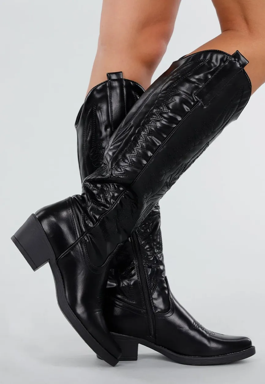Zwarte Cowboylaarzen met Lage Hak