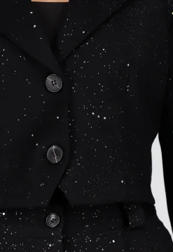 Zwarte Cropped Blazer met Glitters