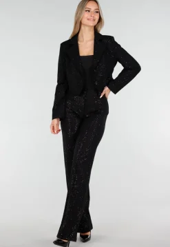 Zwarte Cropped Blazer met Glitters