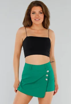 Zwarte Cropped Top met Spaghettibandjes en Dubbele Laag
