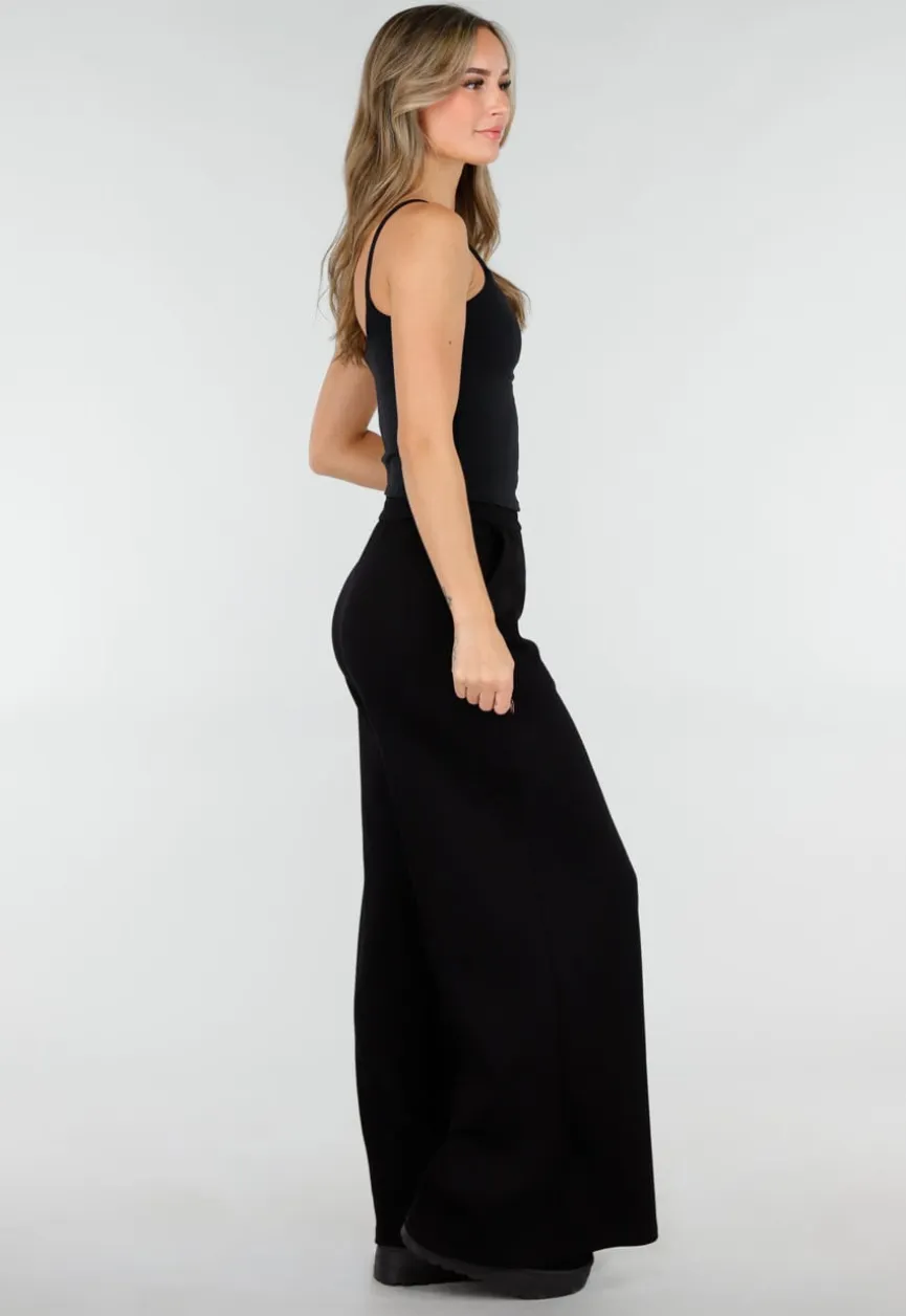 Zwarte Crop Top met Spaghetti Bandjes en Stretch