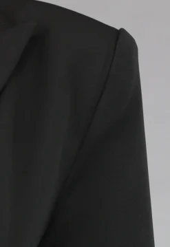 Zwarte Cut Out Midi Jurk met Blazer Look