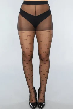 Zwarte 20 Denier Matte Panty met Strikjes