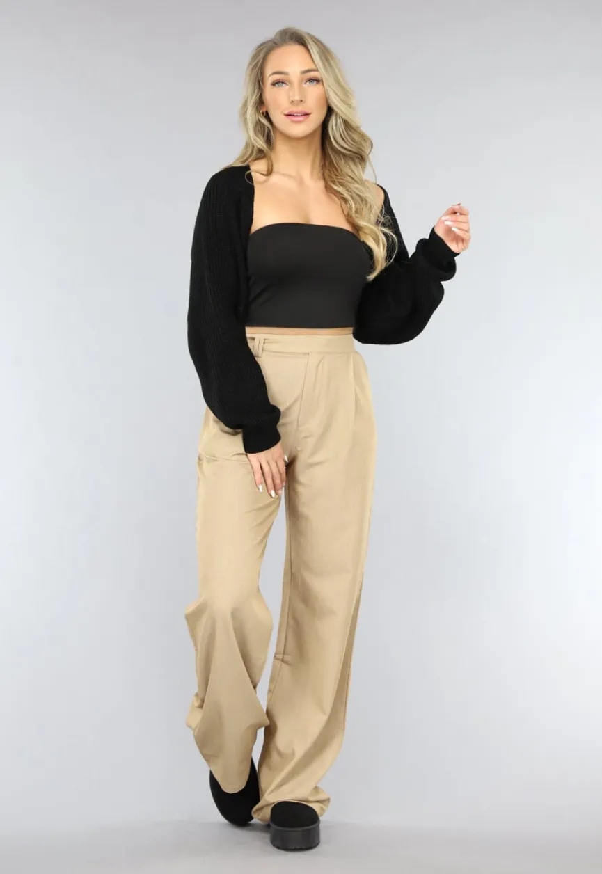 Zwarte Elastische Bandeau Top met Anti-Slip
