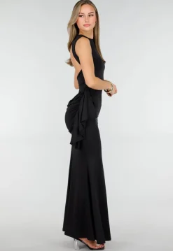 Zwarte Elegante Maxi Jurk met Getailleerde Fit