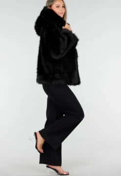 Zwarte Faux Fur Jas met Capuchon