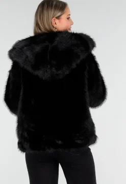 Zwarte Faux Fur Jas met Capuchon